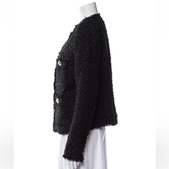 BALMAIN GOLD-BUTTON TWEED LUREX JACKET FOR WOMEN Size FR 42 - Picture 3 of 15